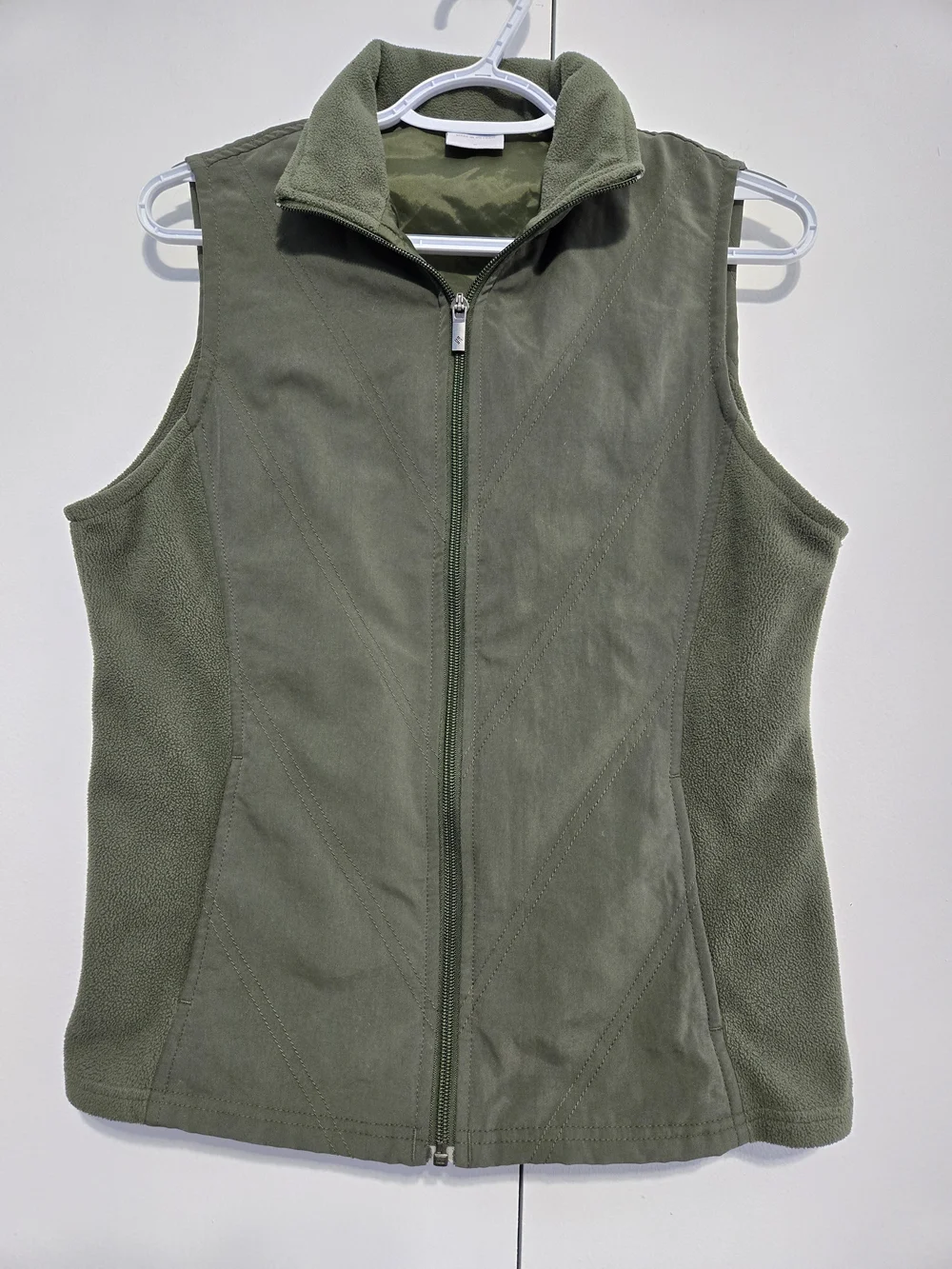 Columbia Olive Green Fleece‎ Zip Vest Womens Small Outdoor Hiking